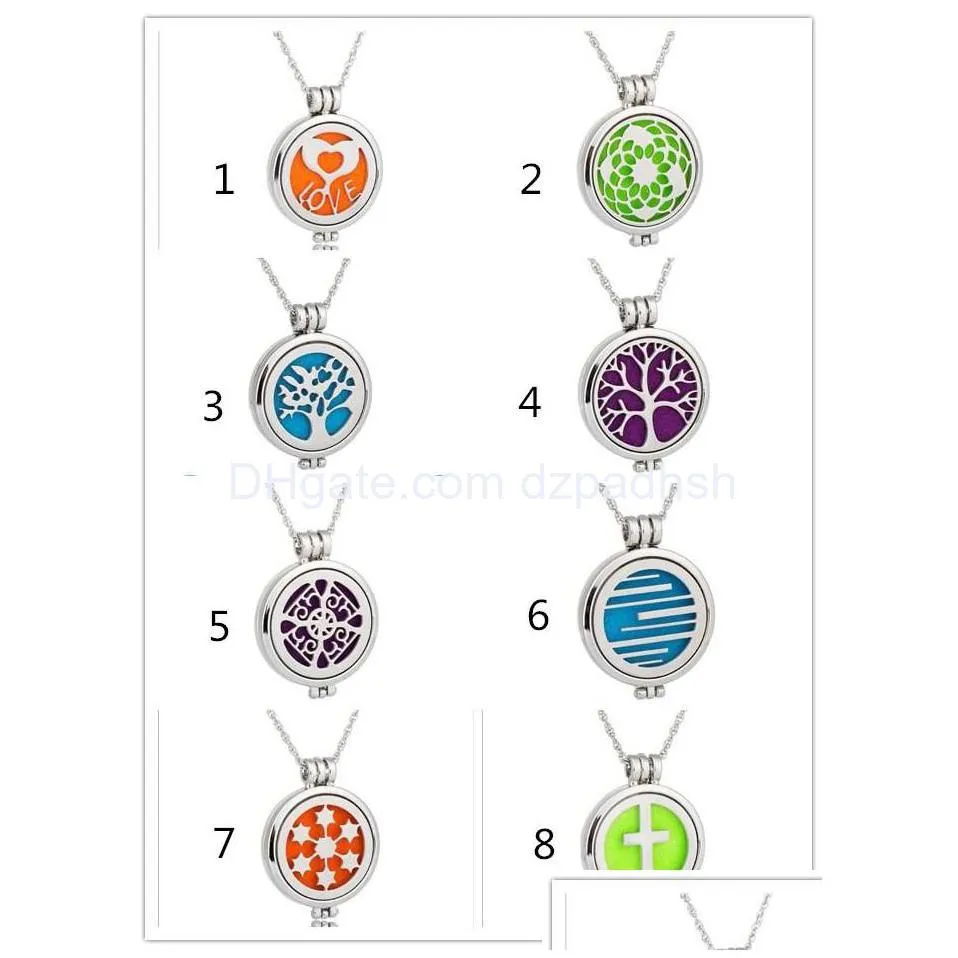 Aromatherapy 8 Styles Essential Oil Diffuser Necklace Magnet Close Locket Pendant With 5Pads And Chains Necklaces Jewelry Drop Deliv Dha73