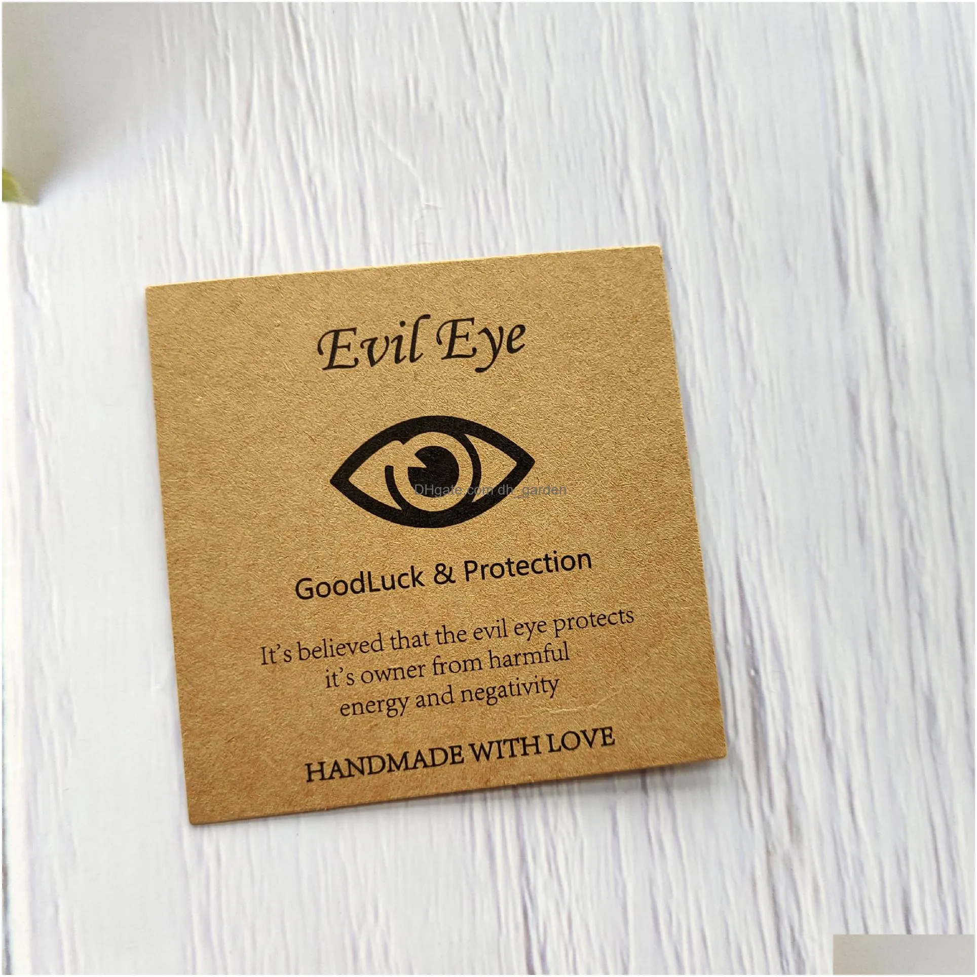 100pcs handmade the evil eye design packaging card paper good luck & protection friendship bracelet card jewelry