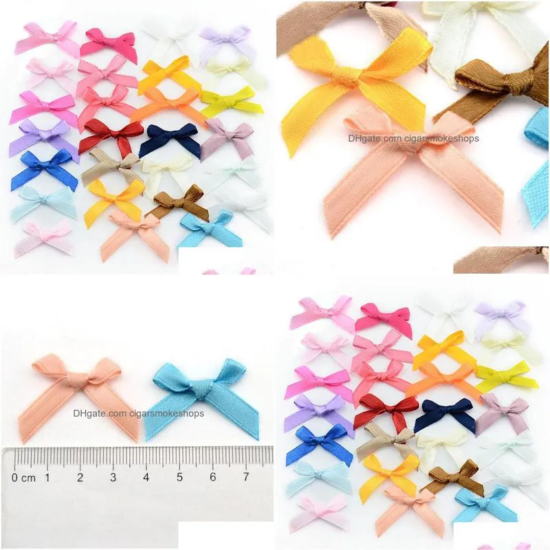 handmade small polyester satin ribbon bow flower tie appliques wedding scrapbooking embellishment crafts accessory