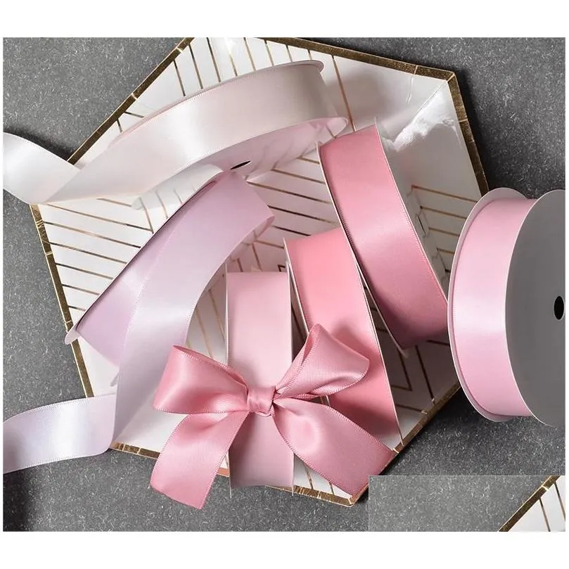 Gift Wrap Gift Wrap Double Faced Satin Polyester Ribbon -100 Yards For Wrap Hair Accessory Flower Packaging Bow Making Home Decoration Dhwnu