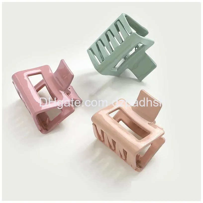 Hair Accessories Barrette Glossy Claws Candy Color Geometric Hairpin Square Hollow Acetate Clamps Solid Grips Drop Delivery Products Dhwcw