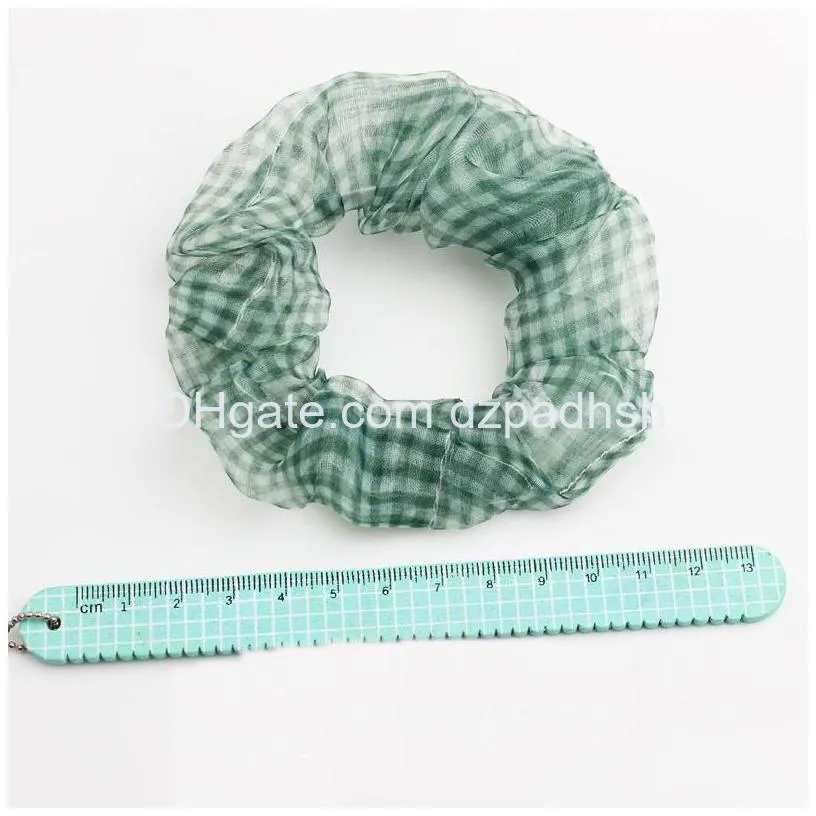 Hair Accessories Organza Soft Scrunchie Sweet Chiffon Plaid Ties Women Girls Elegant Elastic Bands Ponytail Drop Delivery Products To Dhmpf