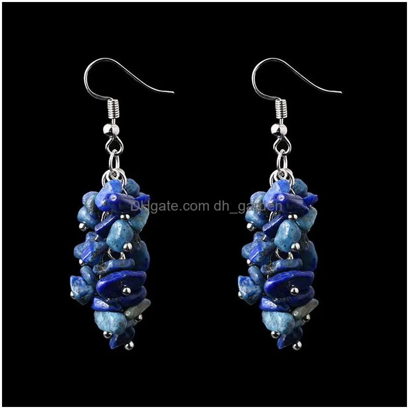 long tassel hanging drop earrings boho natural irregular chip crystal stone earring women fashion jewelry accessories gift