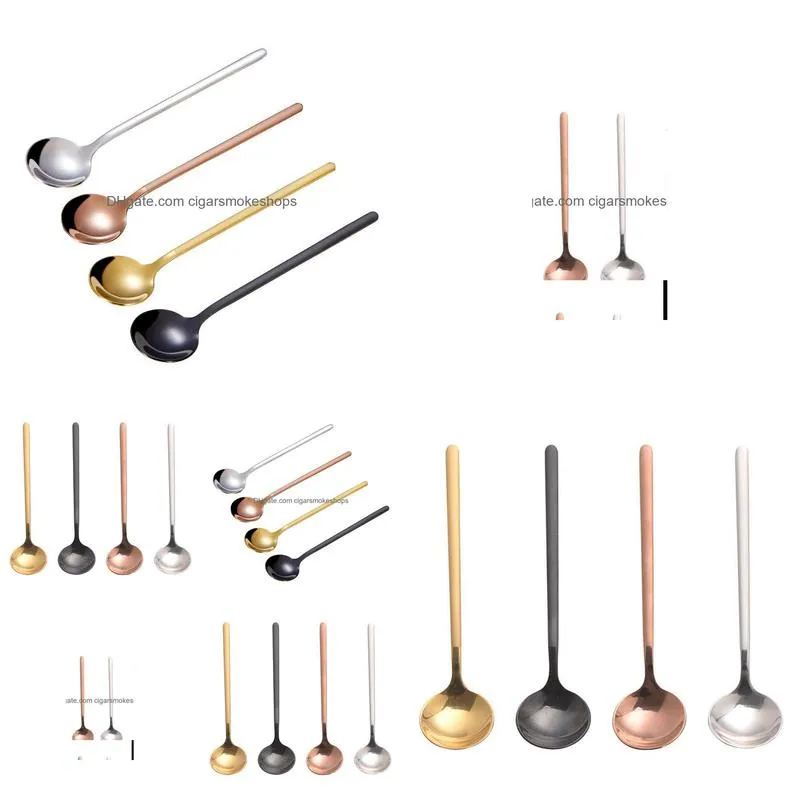 stainless steel spoons 17cm stirring round food spoons coffee scoop seasoning spoon ice cream spoons kitchen flatware