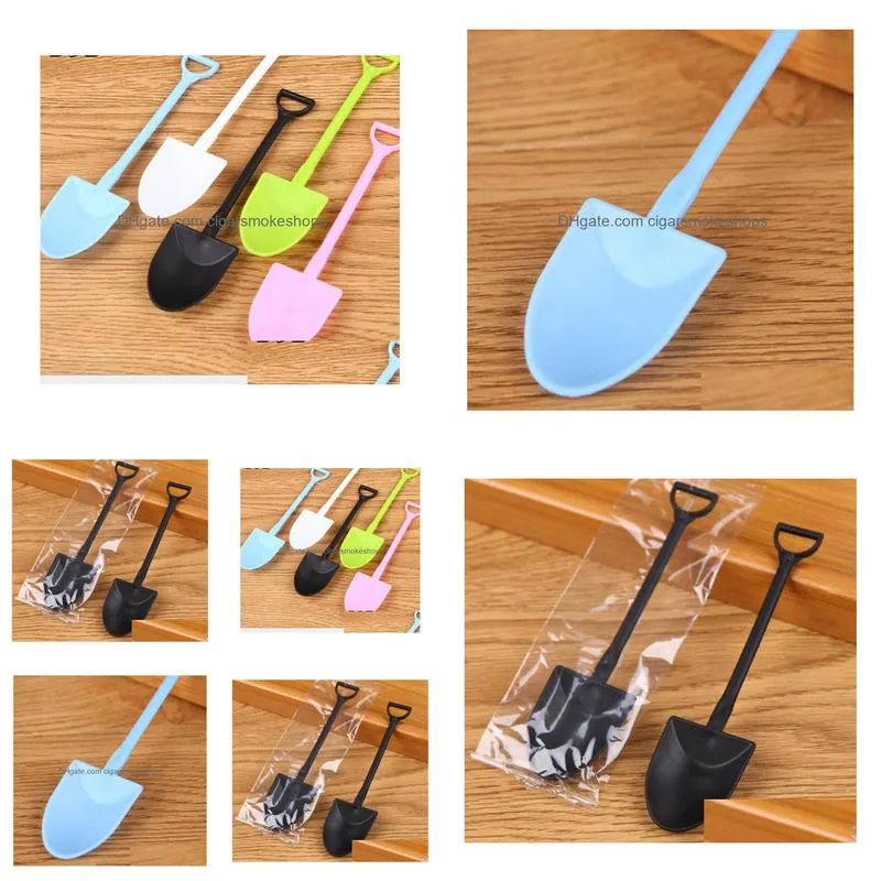 colorful disposable plastic cake spoon potted ice cream scoop shovel small potted flower pot pastry spoons