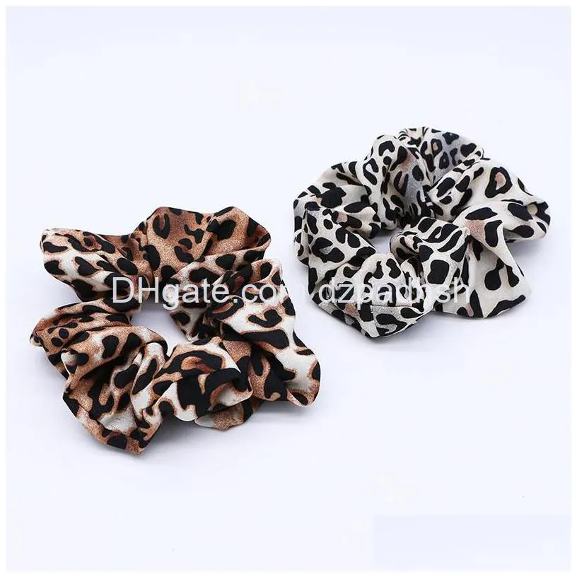 Hair Accessories Brand Chiffon Hairbands Leopard Printed Ponytail Holders Floral Scrunchie Elastic Bands Snake Printing Women Acceso Dhqag
