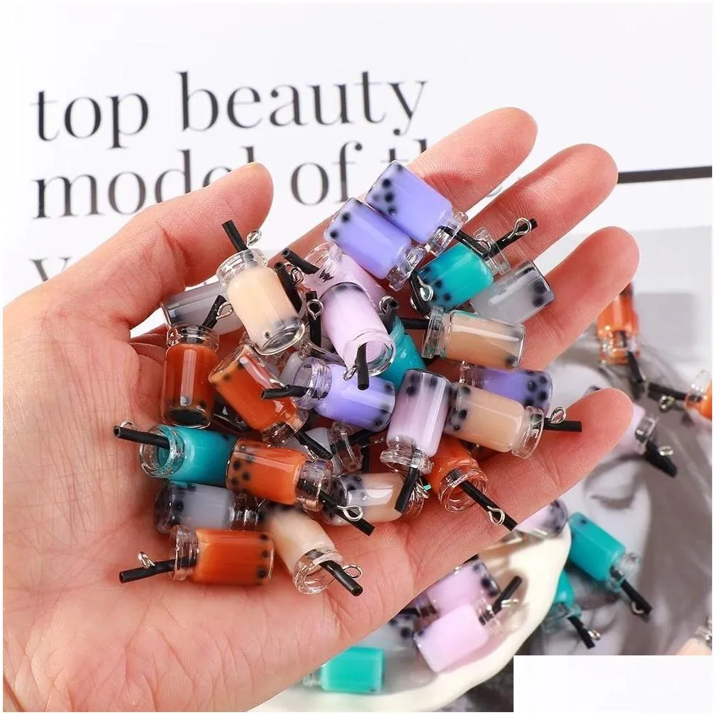 Decorative Objects Figurines Colorf Mini Milk Tea Charms Pendant Accessories For Jewelry Craft Diy Keychain Earring 1536 Drop Deliv Dhyfj