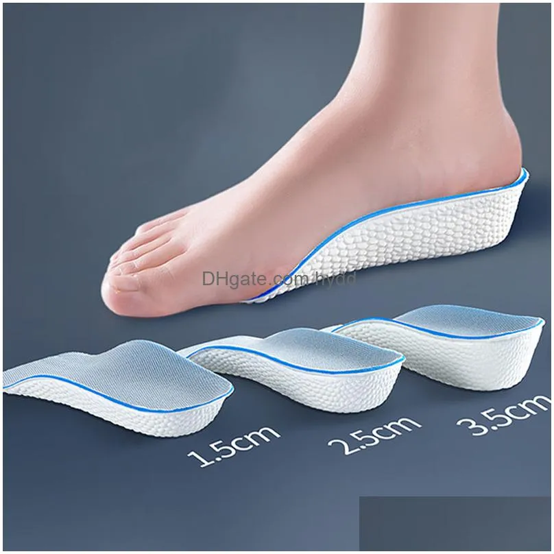 1.5/2.5/3.5cm looks height enhancing orthopedic insole arch support soft elastic light insole for men women shoe pads