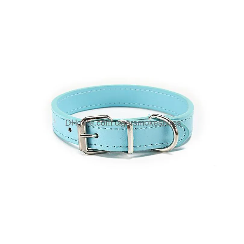 new 12pcs/set pets collar high quanlity dog leash adjustable pu flat belt pet necklace for cats dogs pets