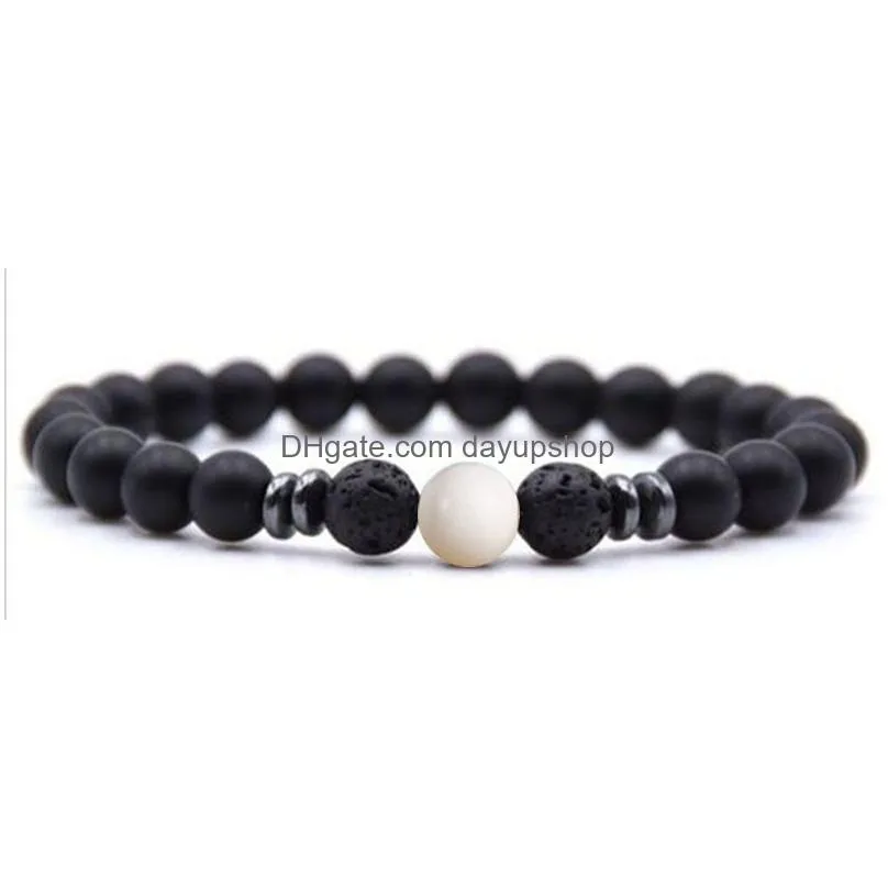 8mm matted black stone colored agate bracelet couple energy yoga bracelet women men bulk