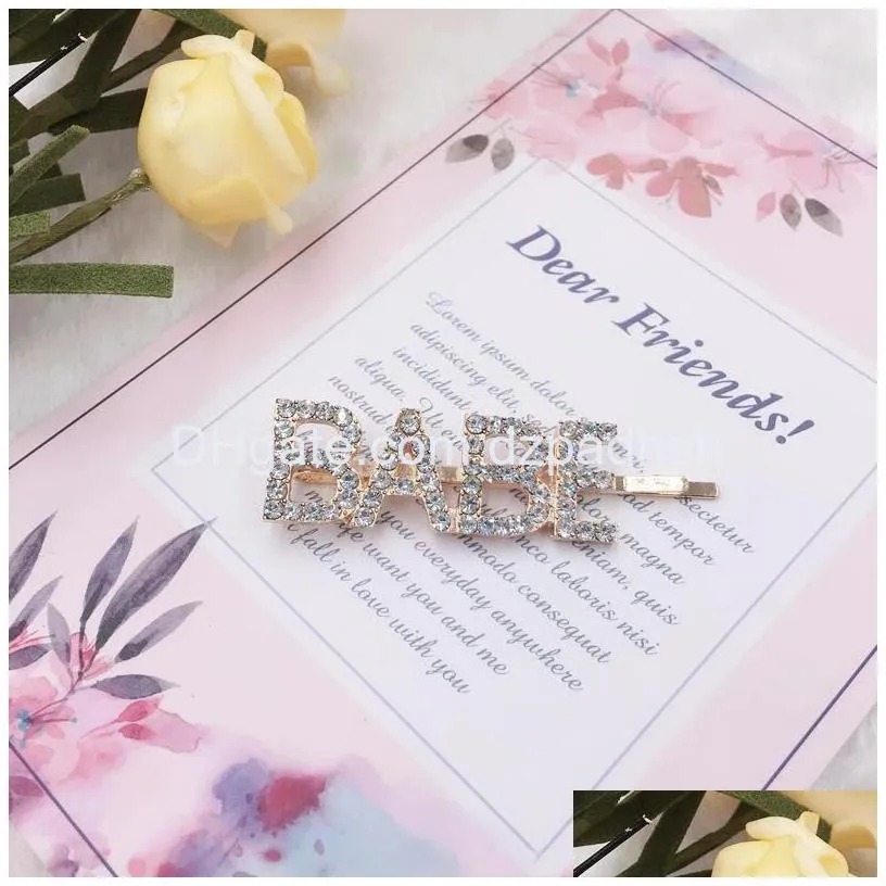 Hair Accessories 50 Colors Women Hairpins Clips Letter Rhinestone Bobby Pins Side Bangs Barrettes Headwear Girls Fashion Drop Delive Dhvcf