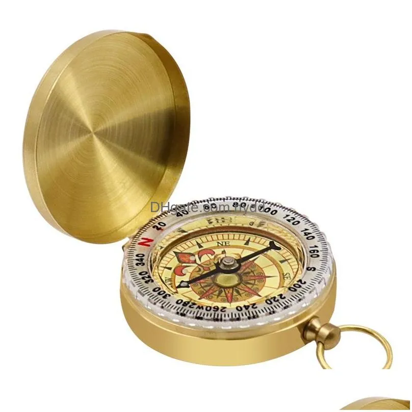 waterproof compass camping hiking pocket brass golden compass portable compass navigation for outdoor activities