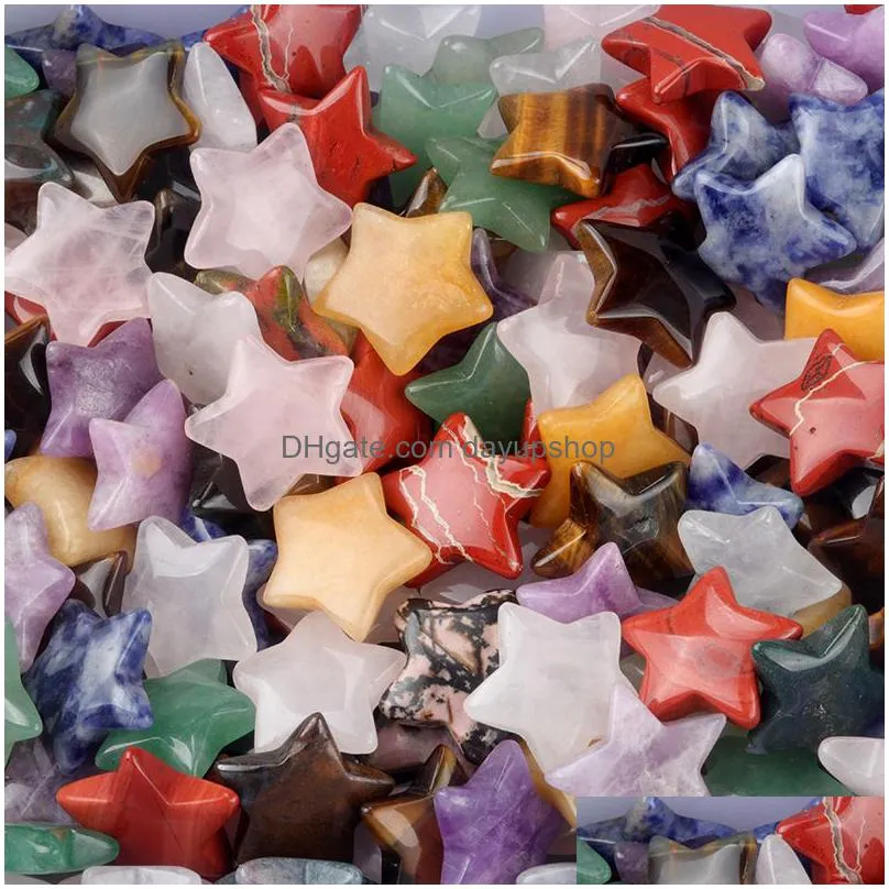 20mm hand carved star mascot crystal natural raw stone for necklace making pendants carving gemstone star healing mineral decoration