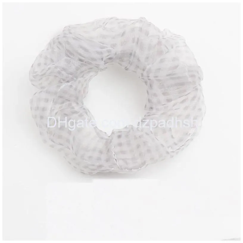 Hair Accessories Organza Soft Scrunchie Sweet Chiffon Plaid Ties Women Girls Elegant Elastic Bands Ponytail Drop Delivery Products To Dhmpf