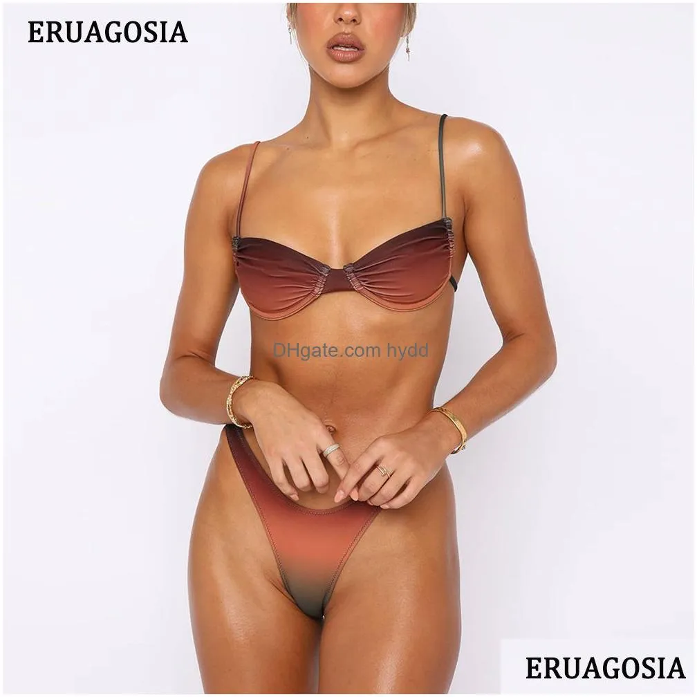 gradient bikini swimsuit push up swimwear women sexy thong bikinis set bathing suit female beachwear brazilian biquini