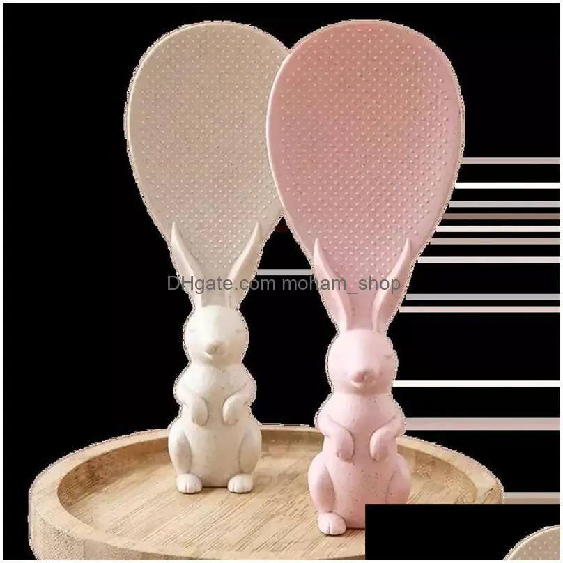 plastic rice spoon can stand rabbit shovel scooper cooker ladle silicon spoon set kitchen