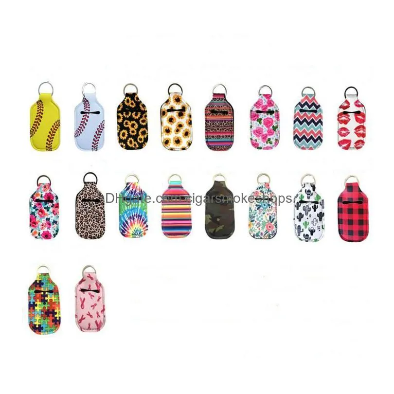 party favor hand sanitizer holder neoprene keychains chapstick lipstick holders lip cover handbag keychain printing