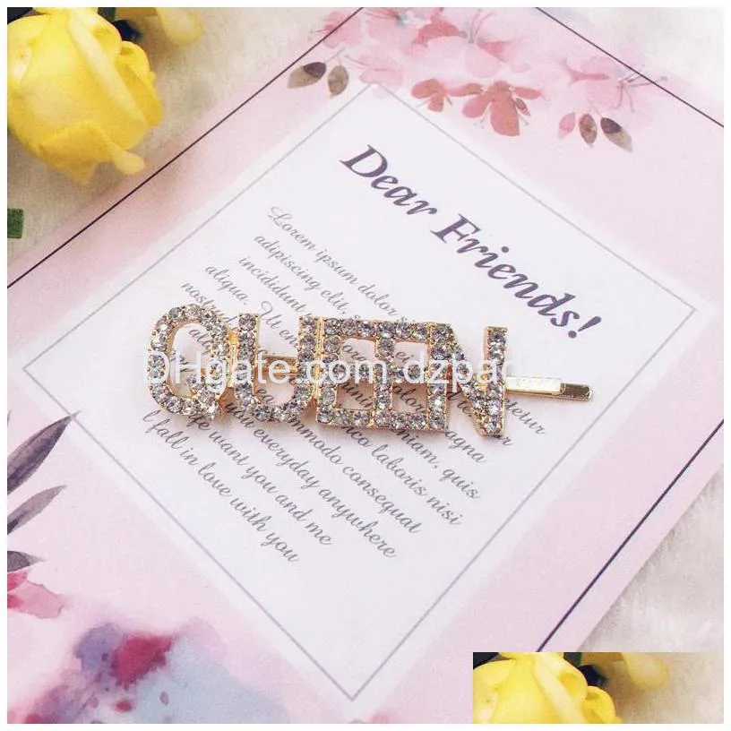 Hair Accessories 50 Colors Women Hairpins Clips Letter Rhinestone Bobby Pins Side Bangs Barrettes Headwear Girls Fashion Drop Delive Dhvcf