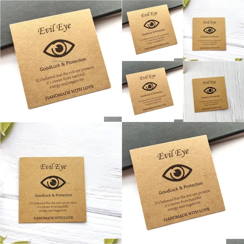 100pcs handmade the evil eye design packaging card paper good luck & protection friendship bracelet card jewelry