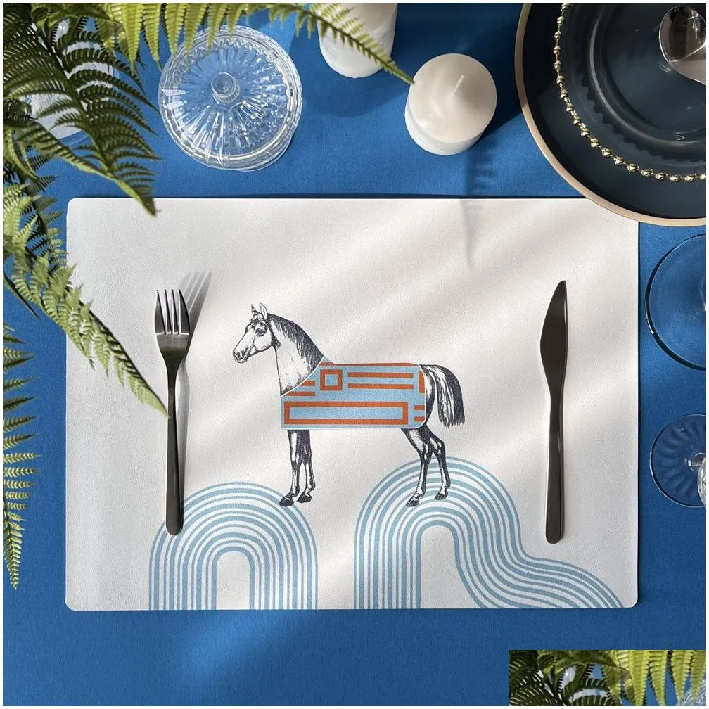 Mats Pads Placemats Leather Set Of 6 Heat Resistant Table Non-Slip Stain Kitchen Place Pu Dining Waterproof Drop Delivery Home Gard Dhjnr