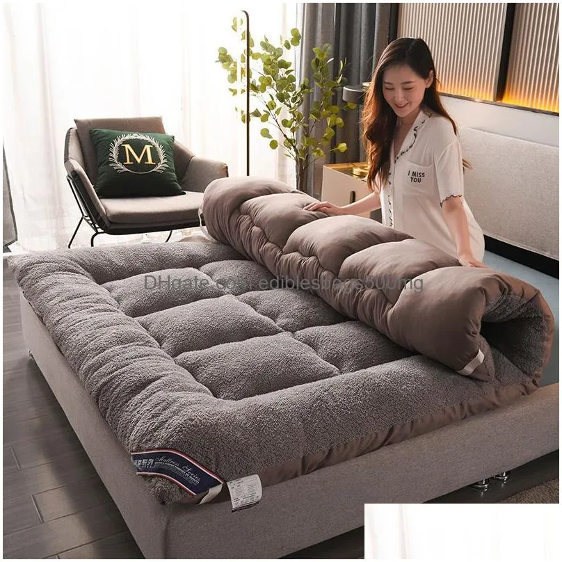 mattress pad foldable plush tatami floor mat pad fashion comfy futon for dorm home nap thickened single double use sleeping mattress bed