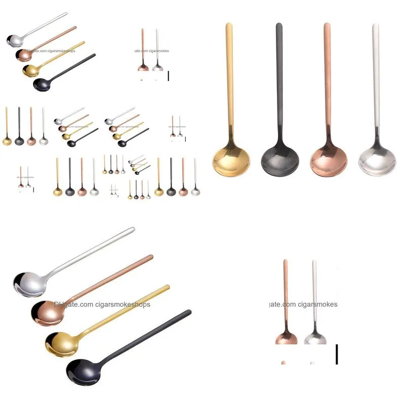 stainless steel spoons 17cm stirring round food spoons coffee scoop seasoning spoon ice cream spoons kitchen flatware