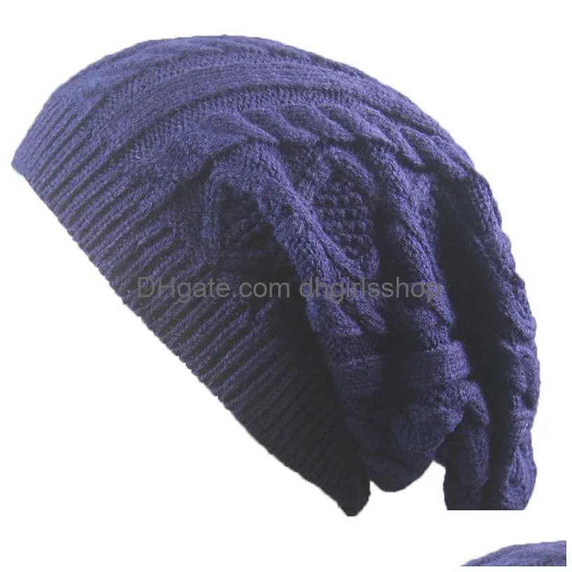 Beanie/Skull Caps 6 Colors Adt Winter Small Twist Knitted Hat Oversized Chunky Plover For Men And Women Soft Knit Drop Delivery Fashio Dhdl8