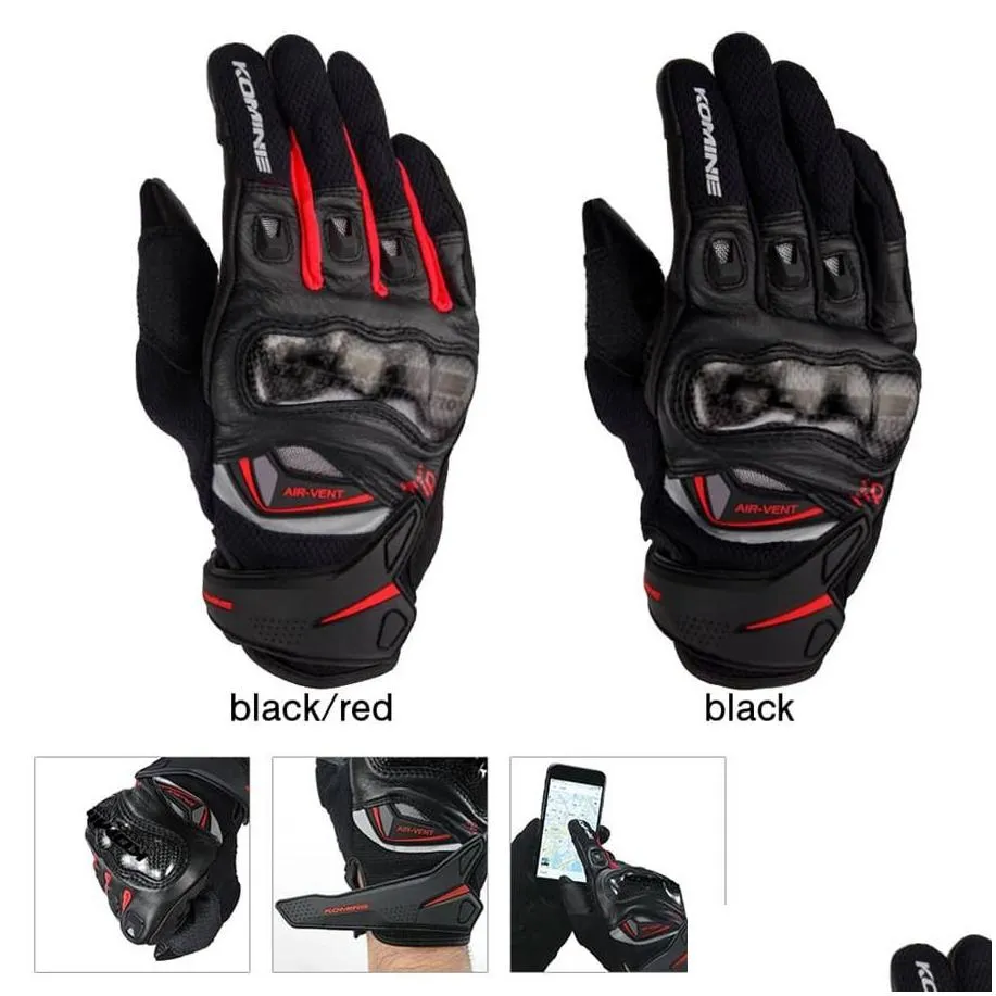 Motorcycle Gloves Gk-224 Carbon Protect Leather Mesh Glove Motorcycle Downhill Bike Off-Road Motocross Gloves For Men187A Drop Deliver Dhhki