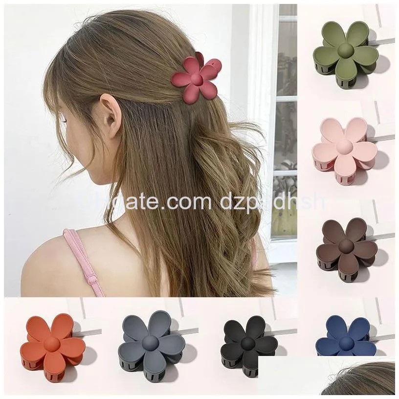 Hair Accessories Autumn Small Flower Shaped Clips For Women Plastic Hairpins Kids Frosted Crab Claw Clip Barrette Drop Delivery Prod Dh3Pw