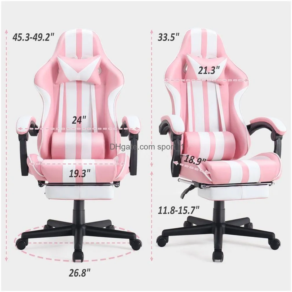 ferghana gaming chair office chair with footrest high back gamer game chair with massage lumbar pillow ergonomic computer chairs for