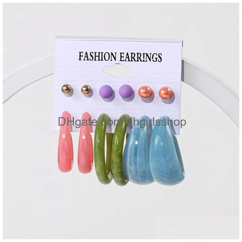 Dangle & Chandelier 26 Styles Acrylic Earrings Set Fashion Exaggerated Show Face Thin Earring Drop Delivery Jewelry Earrings Dh12S