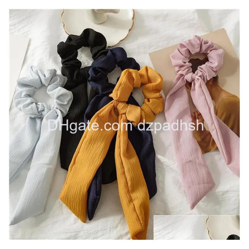 Hair Accessories Elegant Ponytail Ribbon Ring Solid Color Knotted Tassel Head Versatile For Women Drop Delivery Products Tools Dhqv4