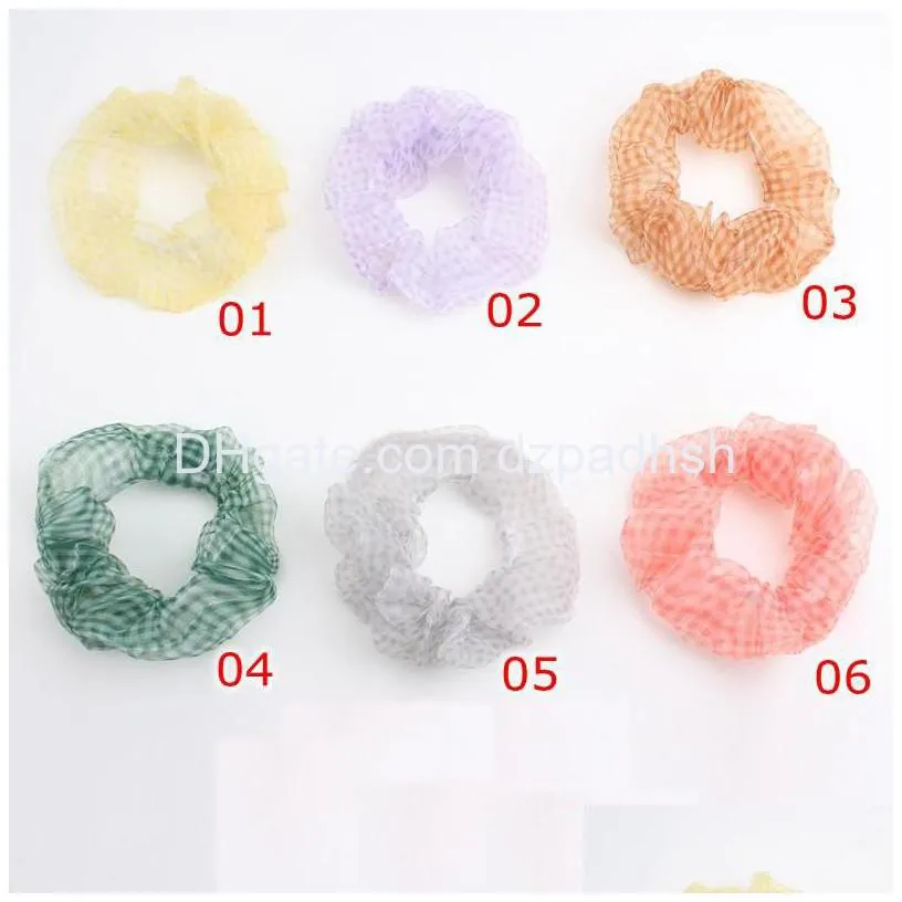 Hair Accessories Organza Soft Scrunchie Sweet Chiffon Plaid Ties Women Girls Elegant Elastic Bands Ponytail Drop Delivery Products To Dhmpf