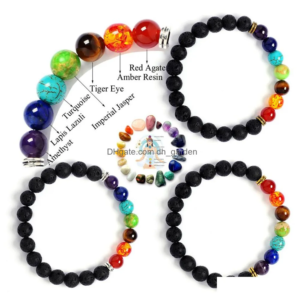 7 chakra bracelet irregular natural stone amethyst healing crystal balance beads reiki buddha prayer yoga bracelet for women