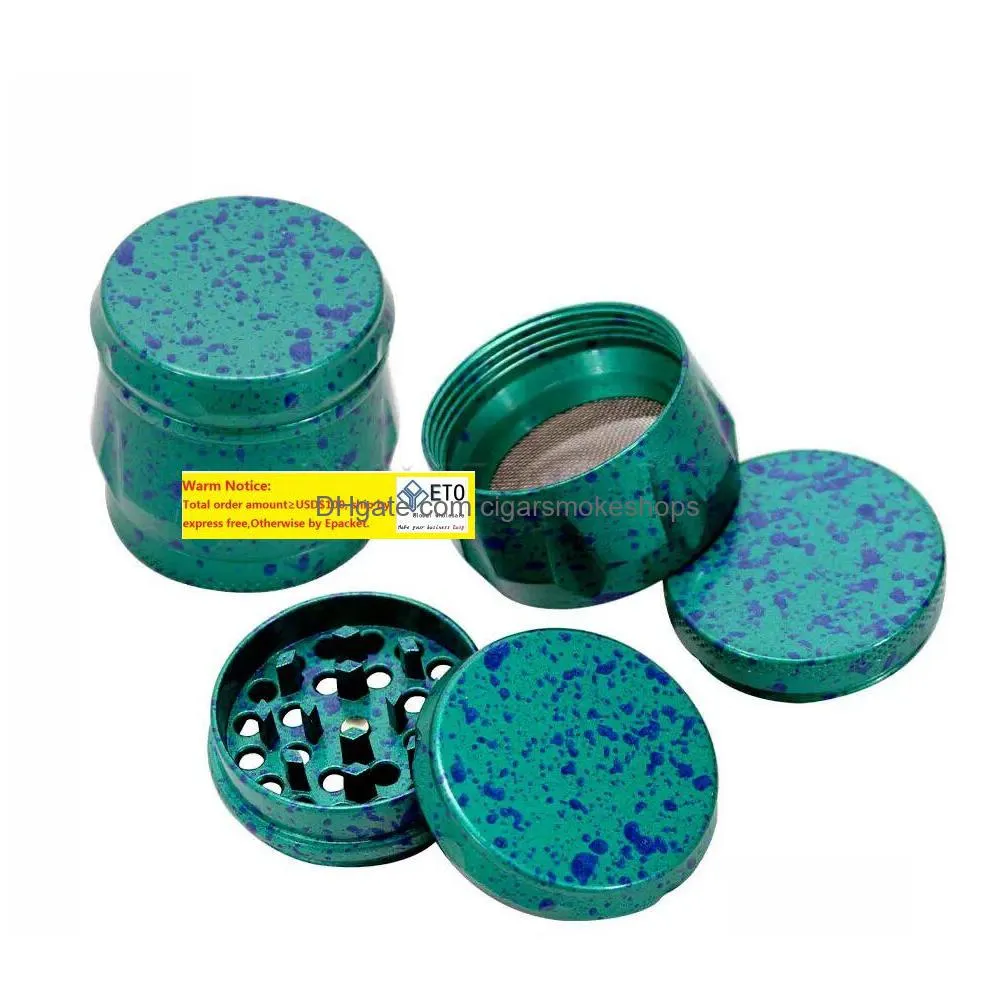 drum style 100% zinc alloy herbal herb tobacco grinder with pollen catcher 1.6inch 4piece diamond teeth metal smoking grinders