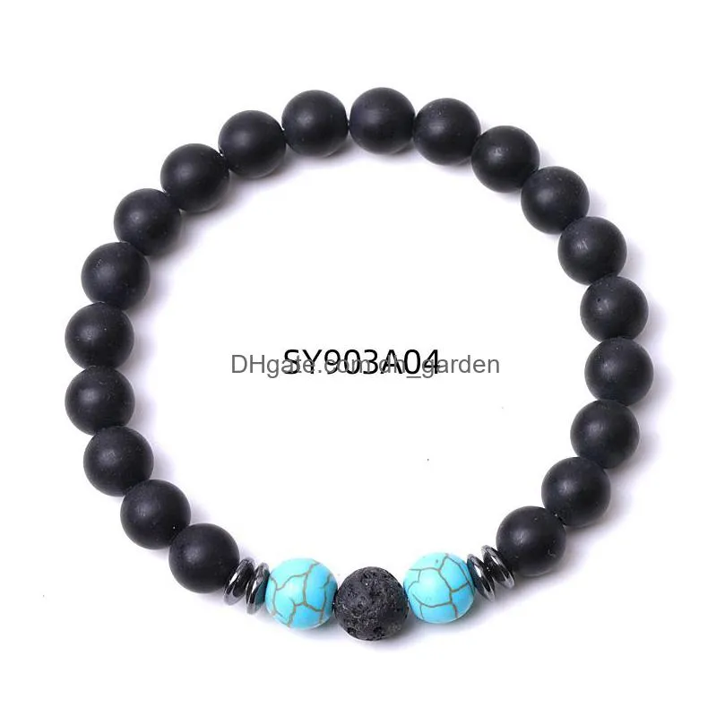 8mm matted black beads stone hematite spacer bracelet men women yoga healing balance bracelet bulk