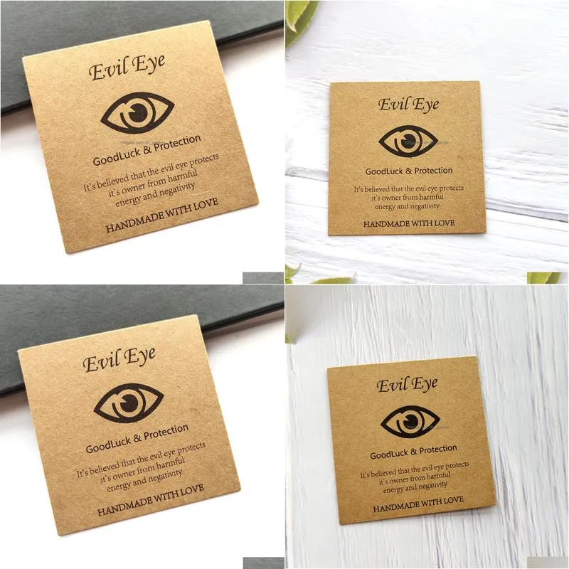 100pcs handmade the evil eye design packaging card paper good luck & protection friendship bracelet card jewelry