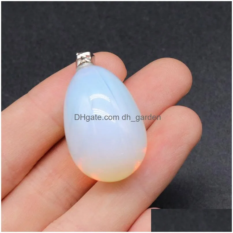 oval bird egg shape natural stone charms rose quartz green amethyst crystal pendants for necklace jewelry making