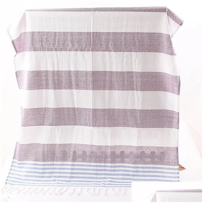 Towel Cotton Turkish Bath Striped With Tassels Travel Cam Sauna Beach Gym Pool Blanket Surgical Drape Drop Delivery Home Garden Texti Dhqtk