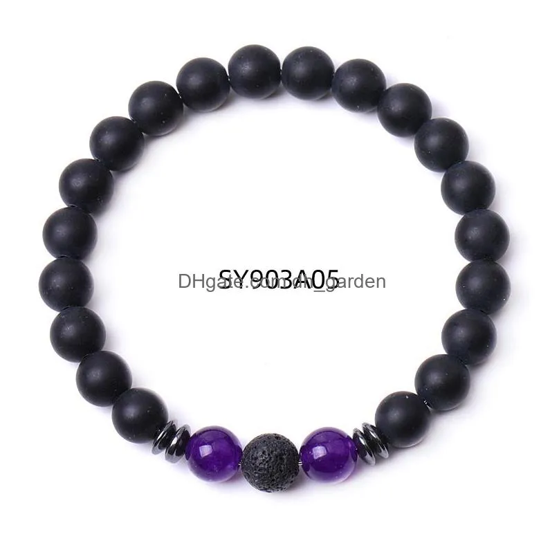 8mm matted black beads stone hematite spacer bracelet men women yoga healing balance bracelet bulk