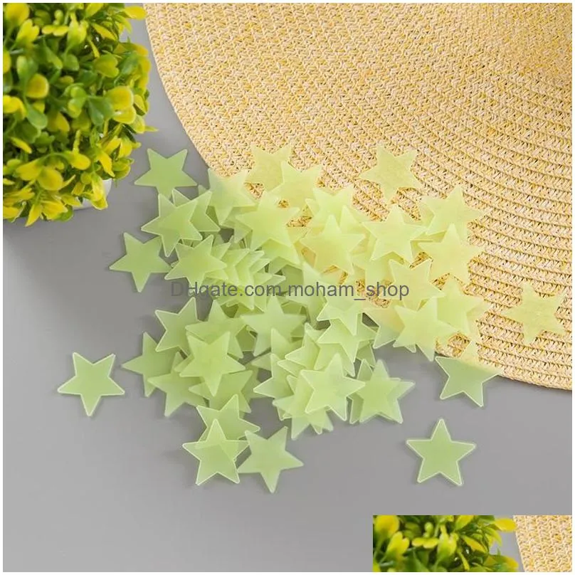 3d star moon fluorescent luminous wall sticker glow in the dark stars eco friendly pvc decorative wall decal kids baby rooms