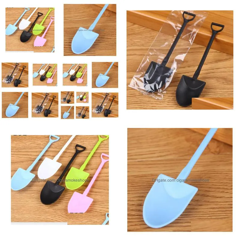 colorful disposable plastic cake spoon potted ice cream scoop shovel small potted flower pot pastry spoons