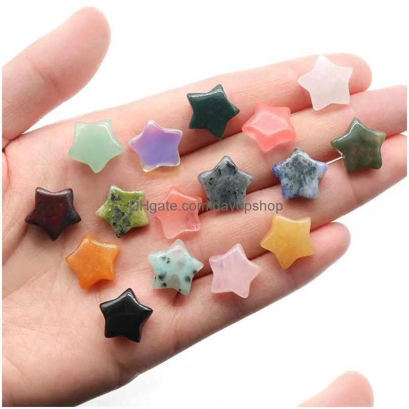 15mm hand carved star mascot crystal natural raw stone for necklace making pendants carving gemstone star healing mineral decoration