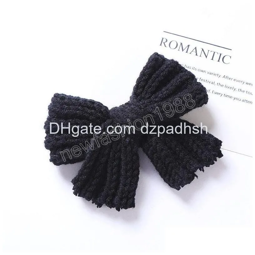 Hair Accessories Fashion Knitting Wool Bowknot Clips Toddler Cute Handmade Bows Bangs Hairpins Baby Headwear P Ography Props Drop De Dheta