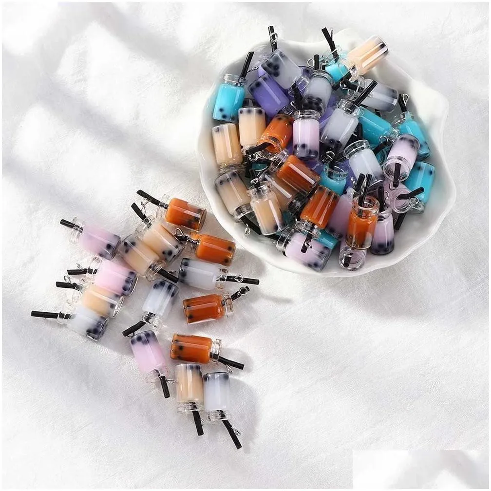 Decorative Objects Figurines Colorf Mini Milk Tea Charms Pendant Accessories For Jewelry Craft Diy Keychain Earring 1536 Drop Deliv Dhyfj