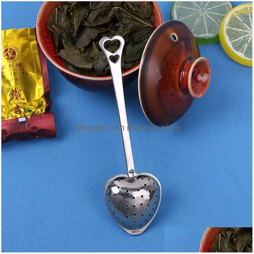 stainless steel spoon heart-shaped stainless tea infusion spoon filter handle shower latest selling heart-shaped tea leak gift