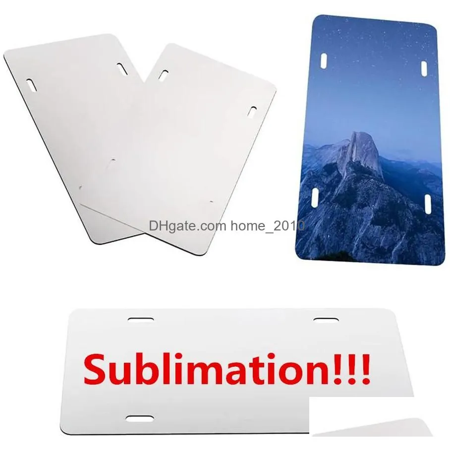 arts and crafts 3 sizes sublimation license plate decoration blank white aluminium billboard four holes diy heat transfer coating advertising sheet