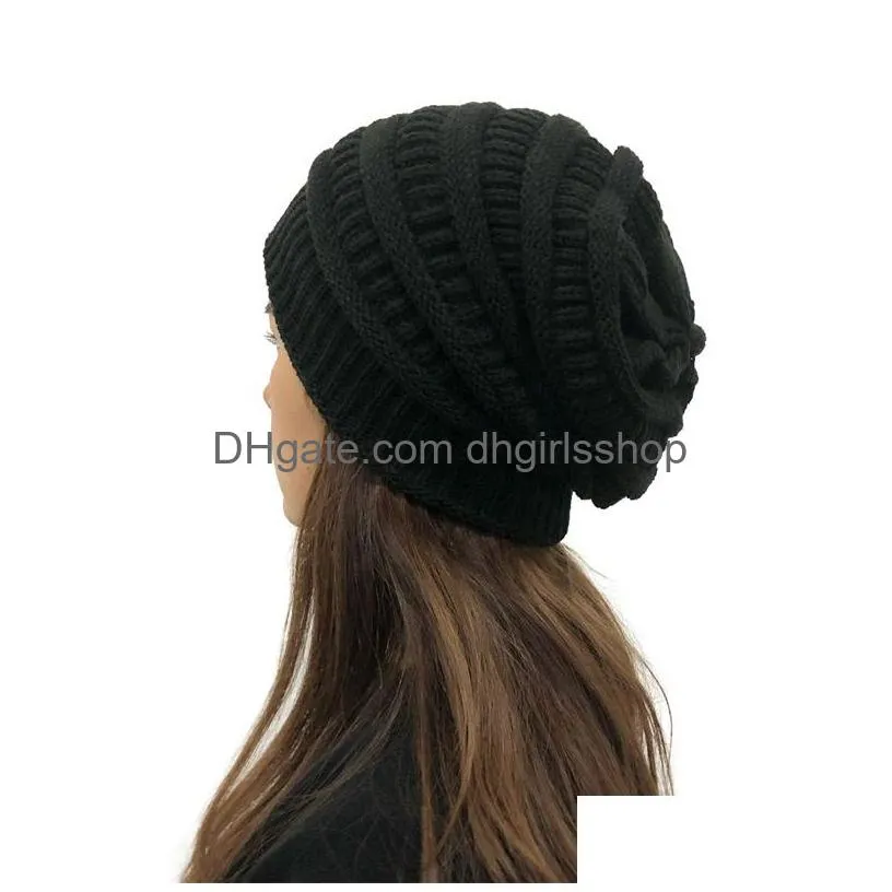 Beanie/Skull Caps 6 Colors Fashion Simple Striped Knitted Hat Winter Warm Stretchable Bean Wool Womens Outdoor Thermal Plovers Drop De Dhlvt