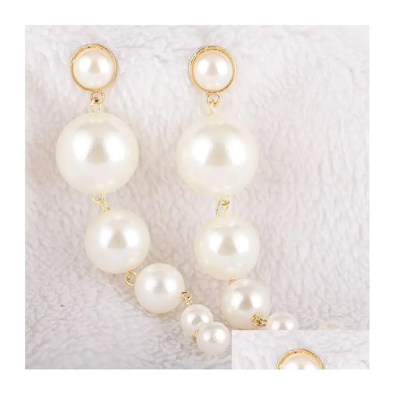 trendy imitation pearl pendant drop earrings long tassel dangle earring for women lady fashion statement ear ring jewelry birthday