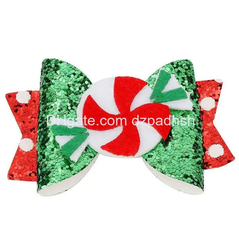 Hair Accessories Ins 3Inch Christmas Double-Deck Bows Girls Clips Sequin Cartoon Kids Barrettes Party Baby Bb Clip Designer Drop Del Dhgxy